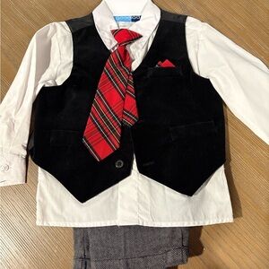Good Lad Black Vest with Red Tie and White Shirt